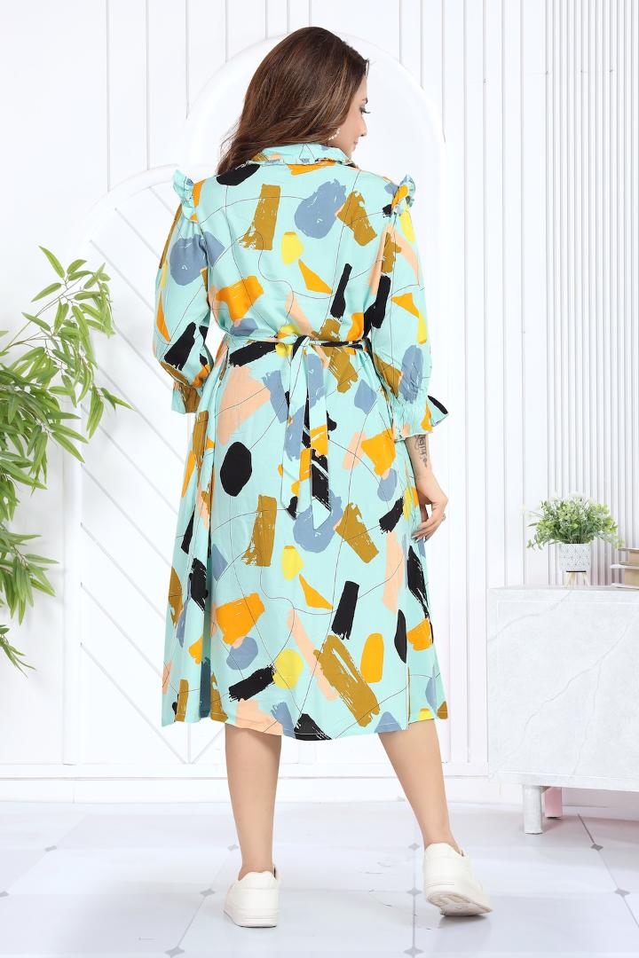 Multi-Color Paint Splatter Maternity Dress