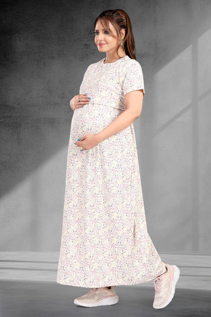 Ditsy Printed Maternity Zipless Nightie