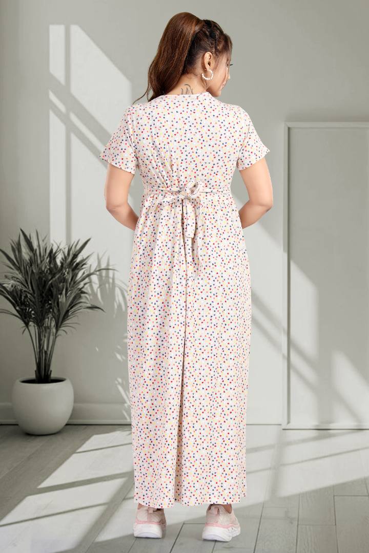Multi Heart Print Zipless Feeding Nightie