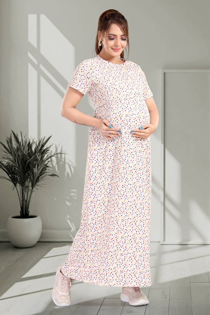 Multi Heart Print Zipless Feeding Nightie