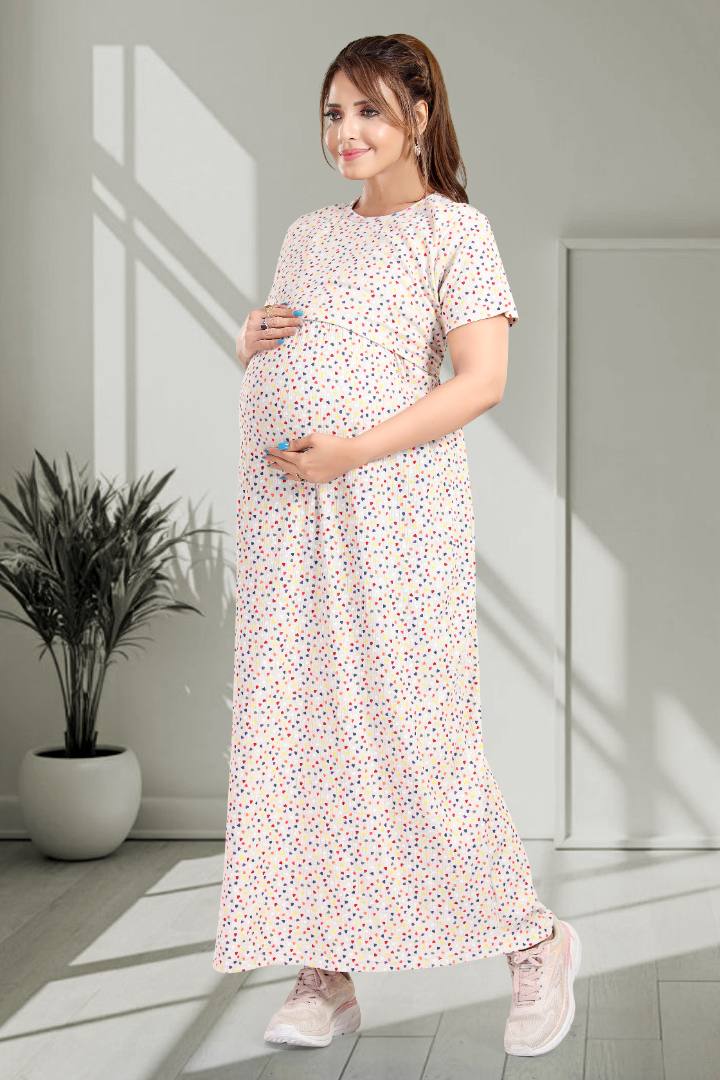 Multi Heart Print Zipless Feeding Nightie