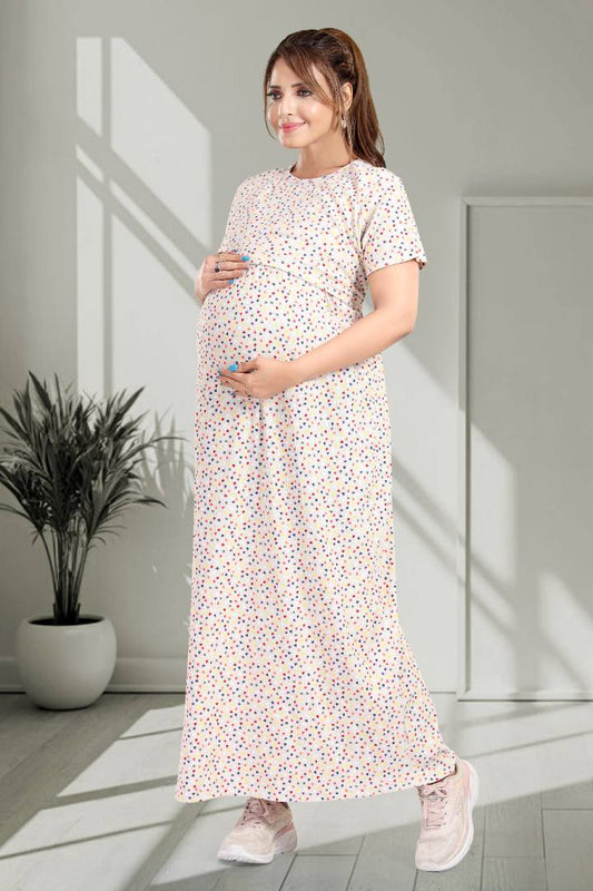Multi Heart Print Zipless Feeding Nightie