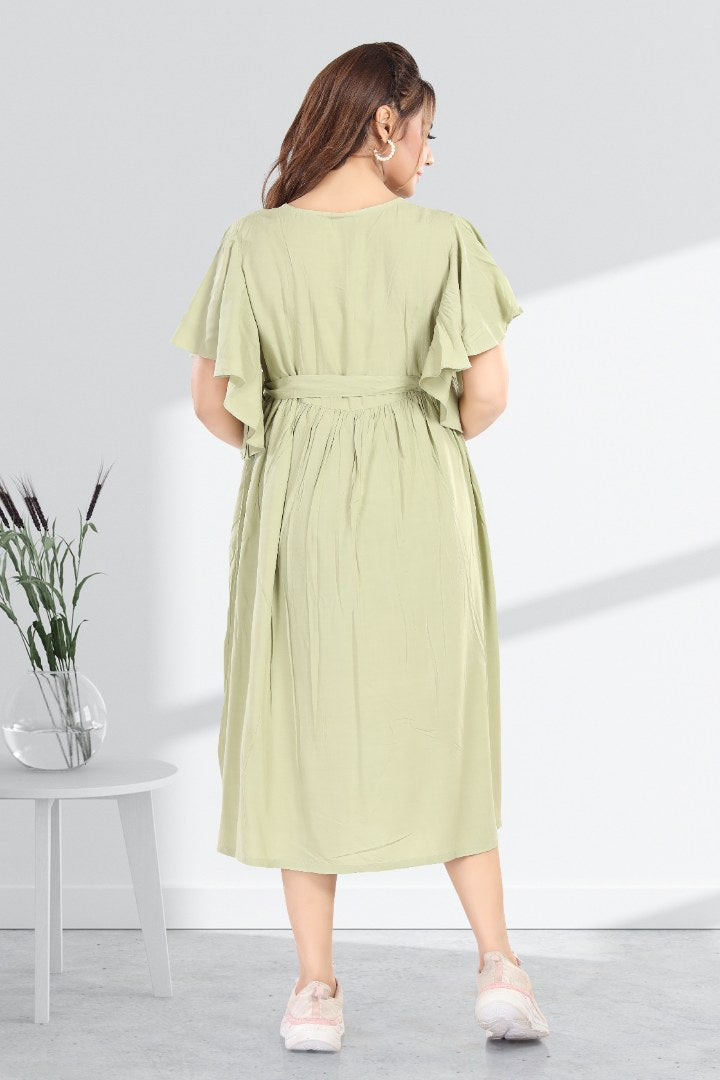 Cucumber Green Maternity Feeding Dress