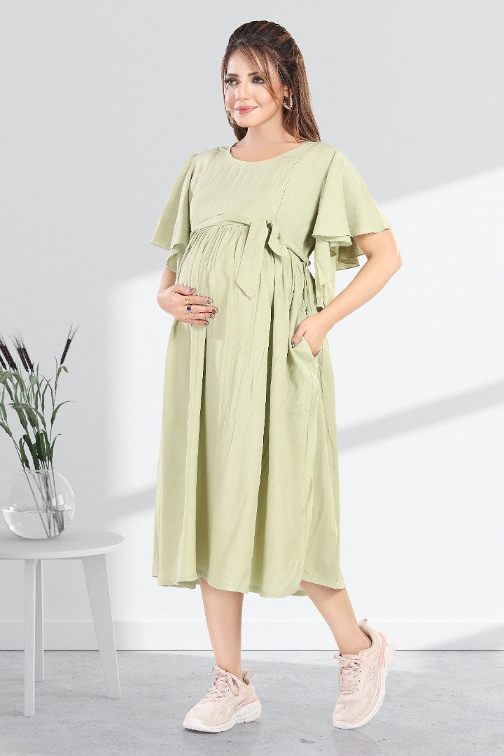 Cucumber Green Maternity Feeding Dress