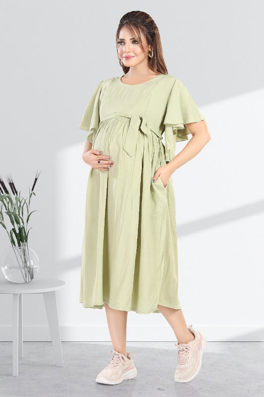 Cucumber Green Maternity Feeding Dress