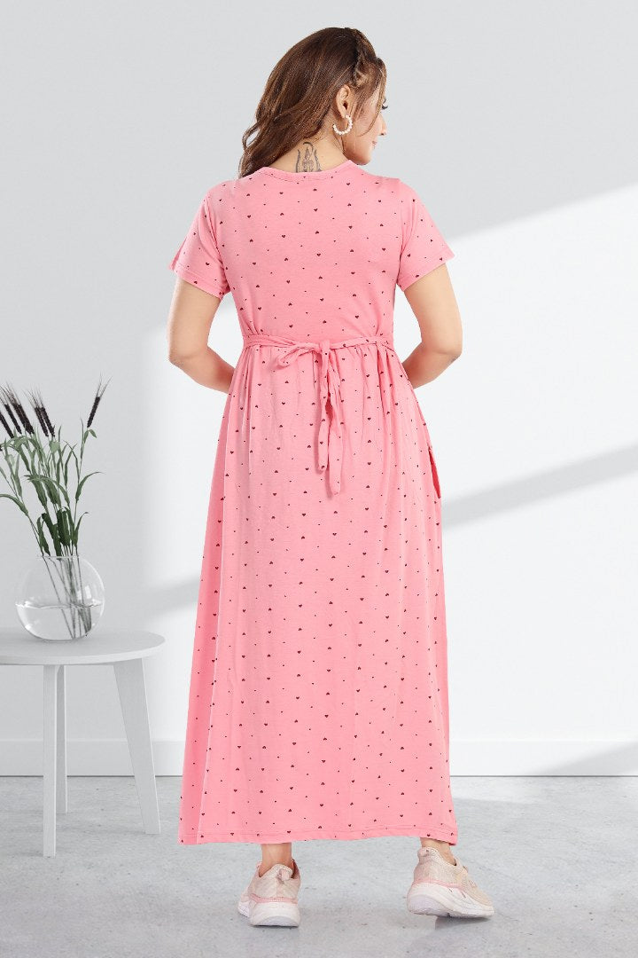 Subtle Heart Print Zipless Feeding Nightie