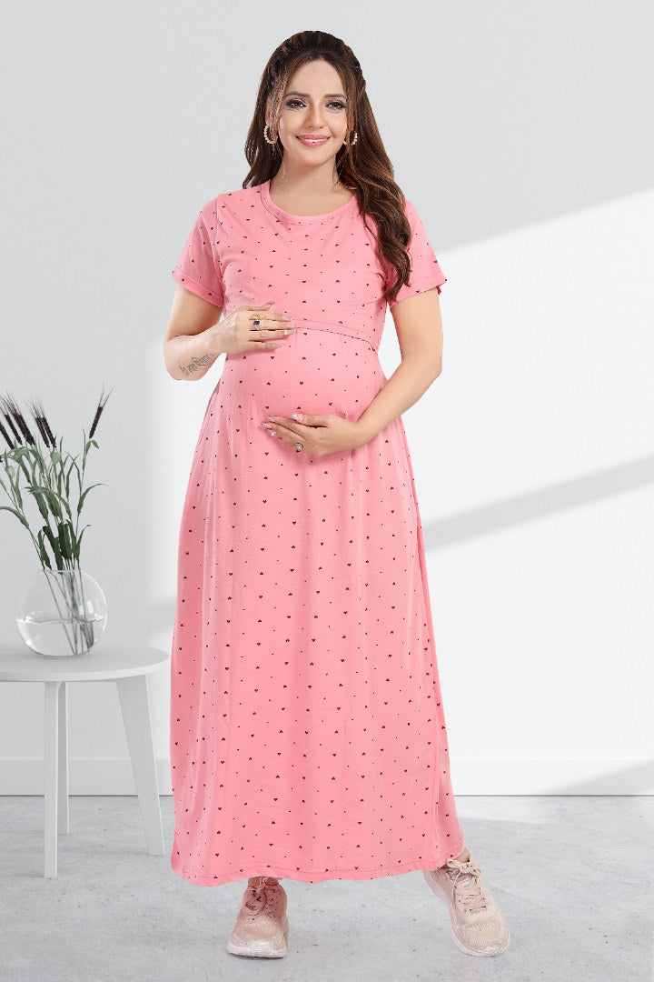 Subtle Heart Print Zipless Feeding Nightie