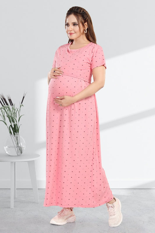 Subtle Heart Print Zipless Feeding Nightie