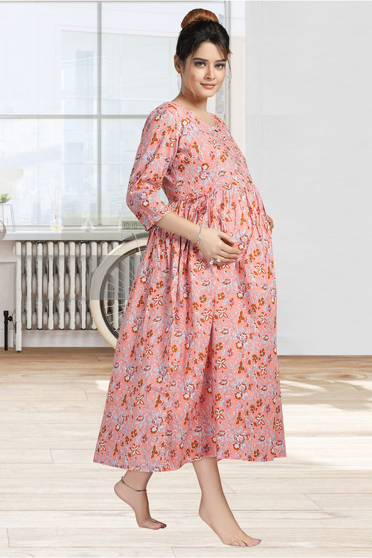 Floral Baby Pink Feeding Kurta