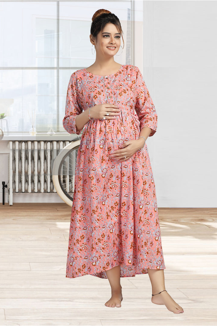 Floral Baby Pink Feeding Kurta