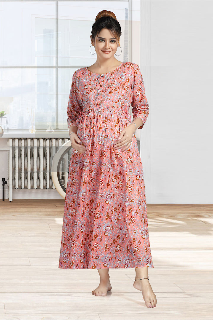 Floral Baby Pink Feeding Kurta