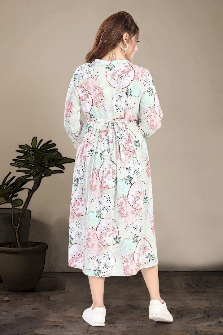 Celeste Blue Printed Feeding Dress