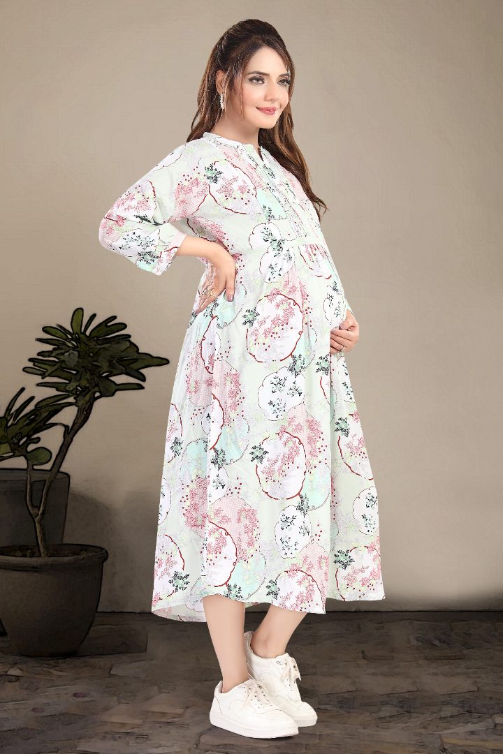 Celeste Blue Printed Feeding Dress