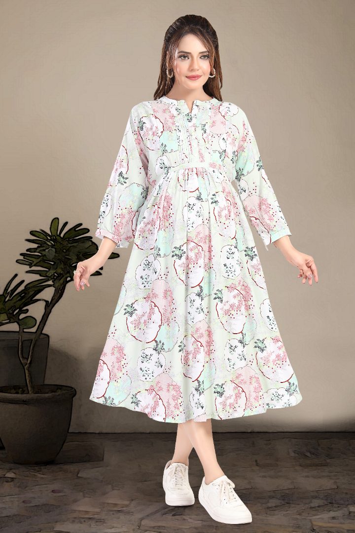 Celeste Blue Printed Feeding Dress