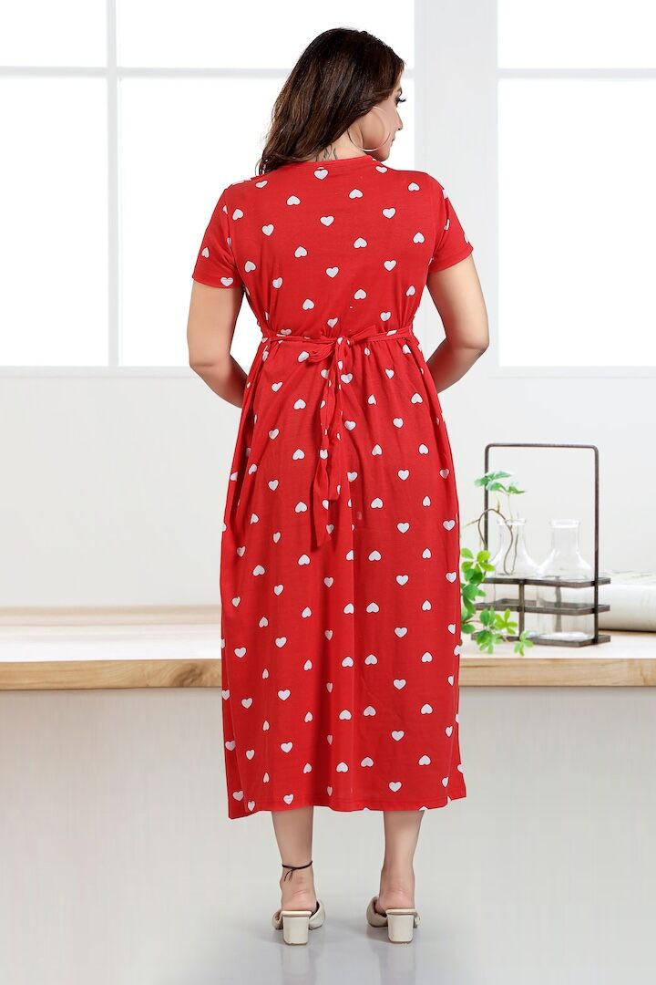 Lovely Heart Print ZIPLESS Feeding Dress | Convenient Nursing L Lovely Heart Print ZIPLESS Feeding Dress | Convenient Nursing L