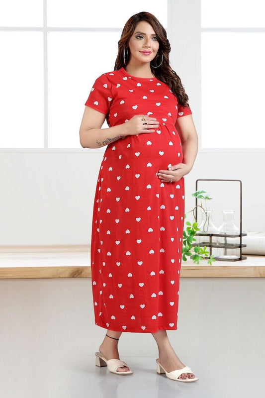 Heart Print Zipless Feeding Dress