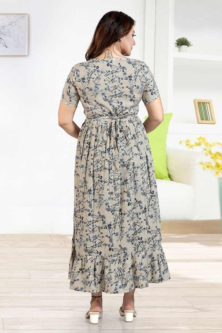 Blue Subtle Print Feeding Dress