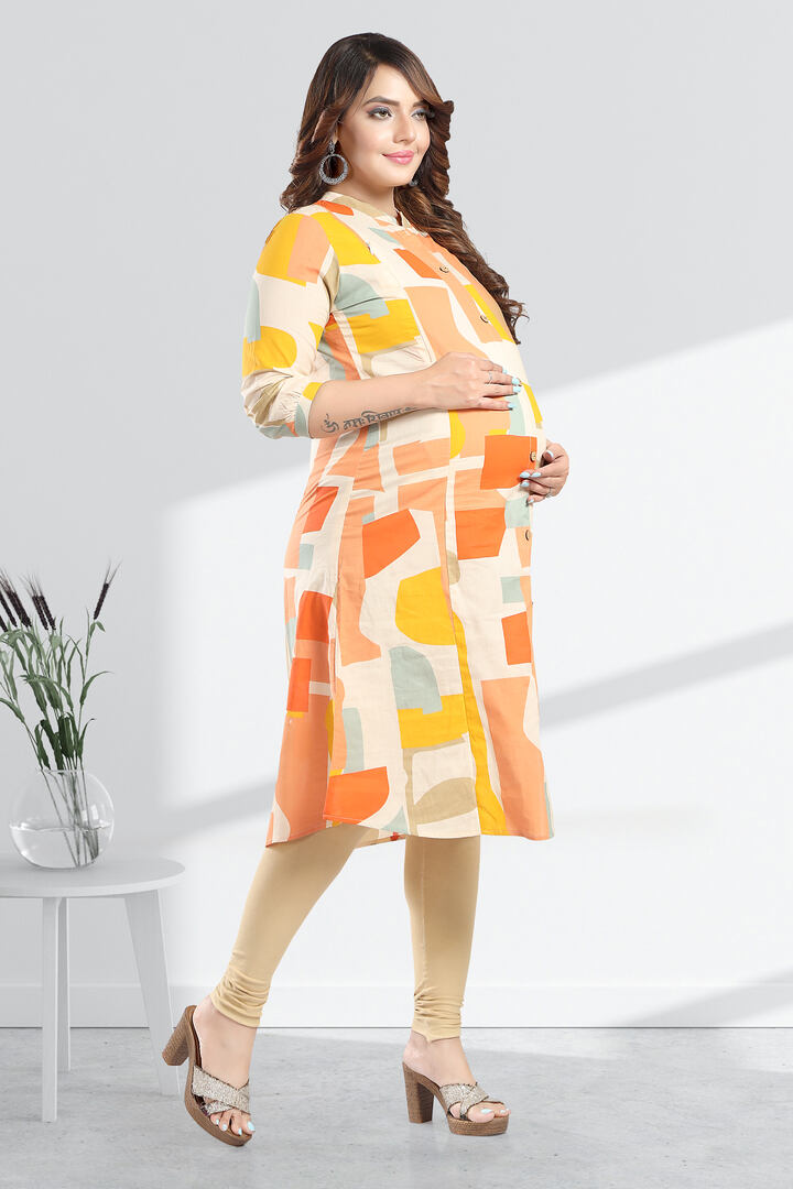 Multi Color Block A line Feeding Kurti