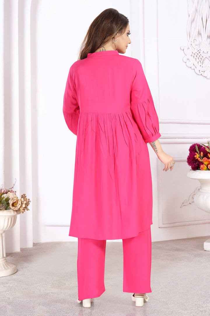 Hot Pink Nursing Flared Kurta Set
