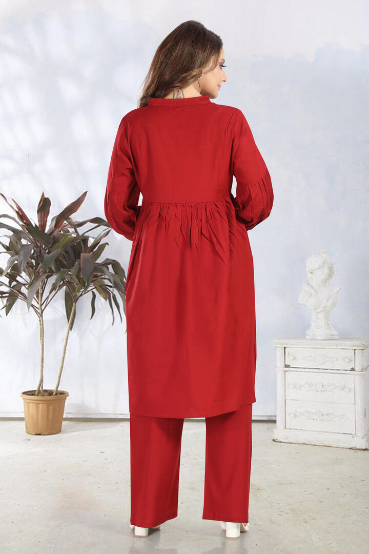 Royal Red Maternity Kurta Set