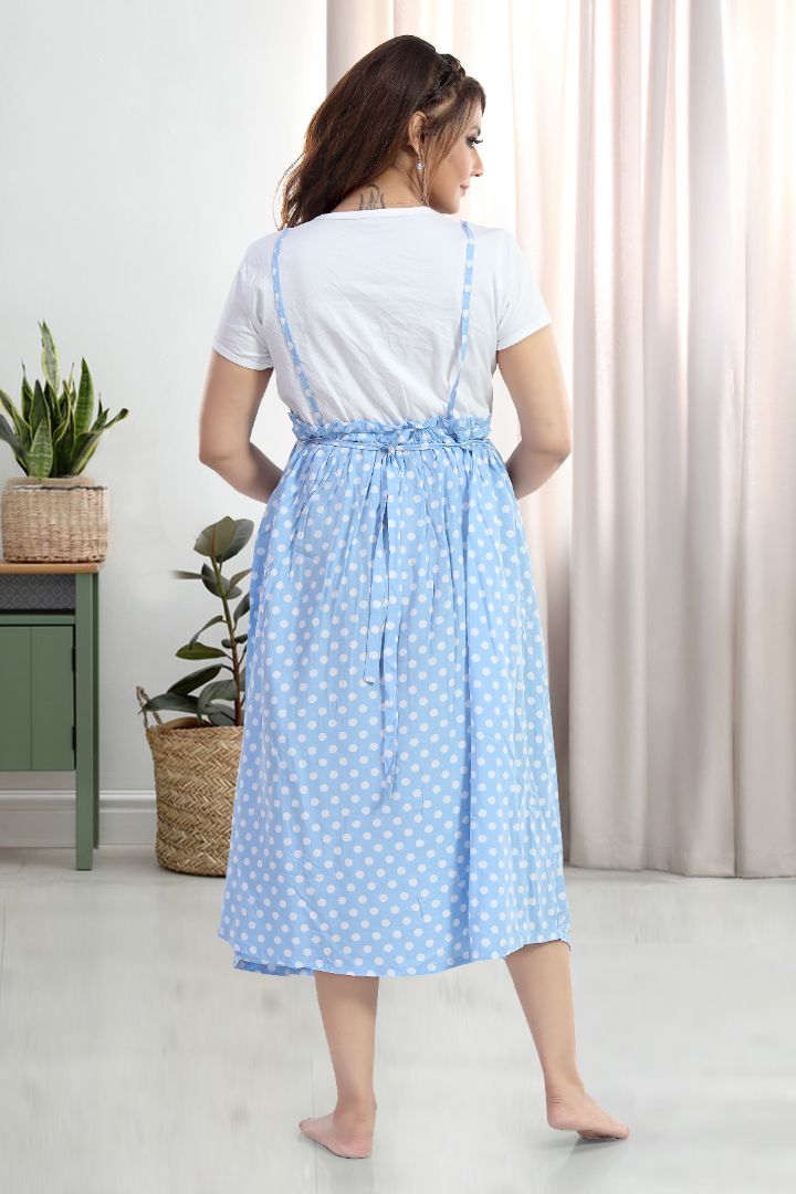 Sky Blue Polka Dot Maternity Dress