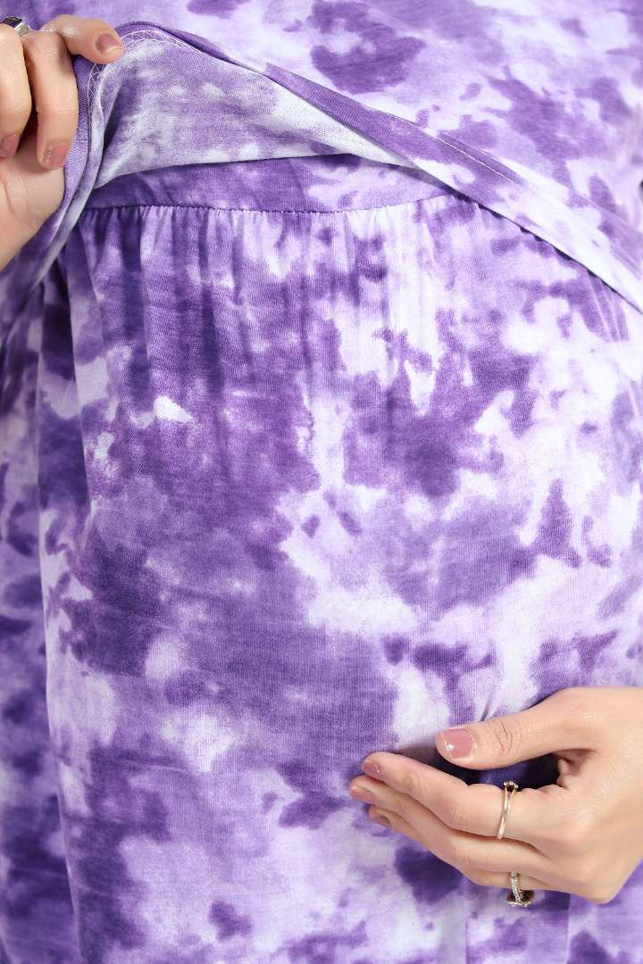 Berry Purple Tie and Dye Feeding Nightie