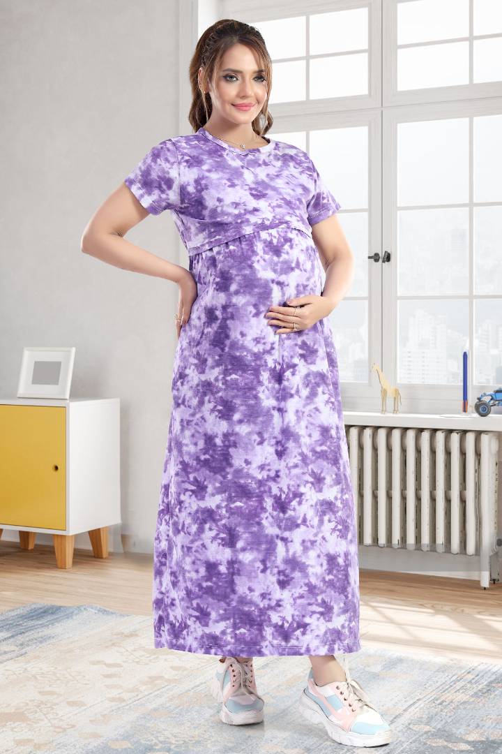 Berry Purple Tie and Dye Feeding Nightie