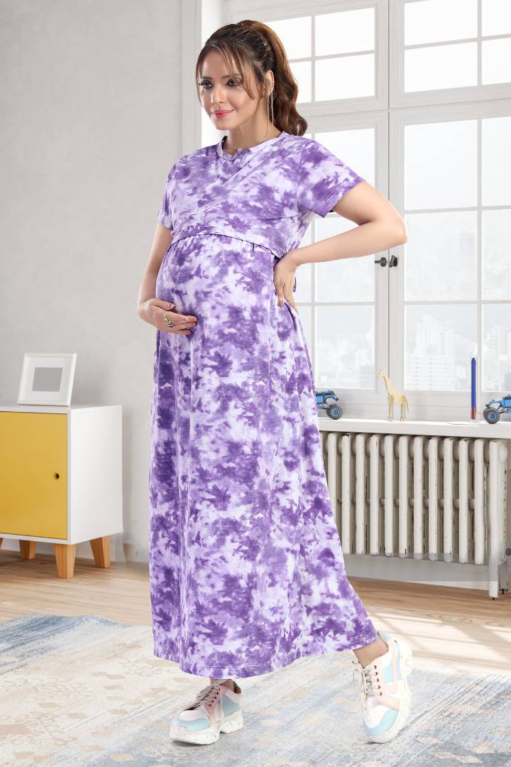Berry Purple Tie and Dye Feeding Nightie