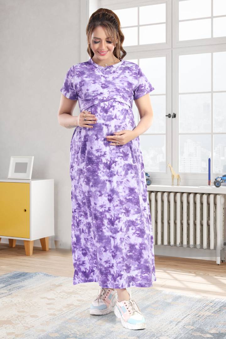 Berry Purple Tie and Dye Feeding Nightie