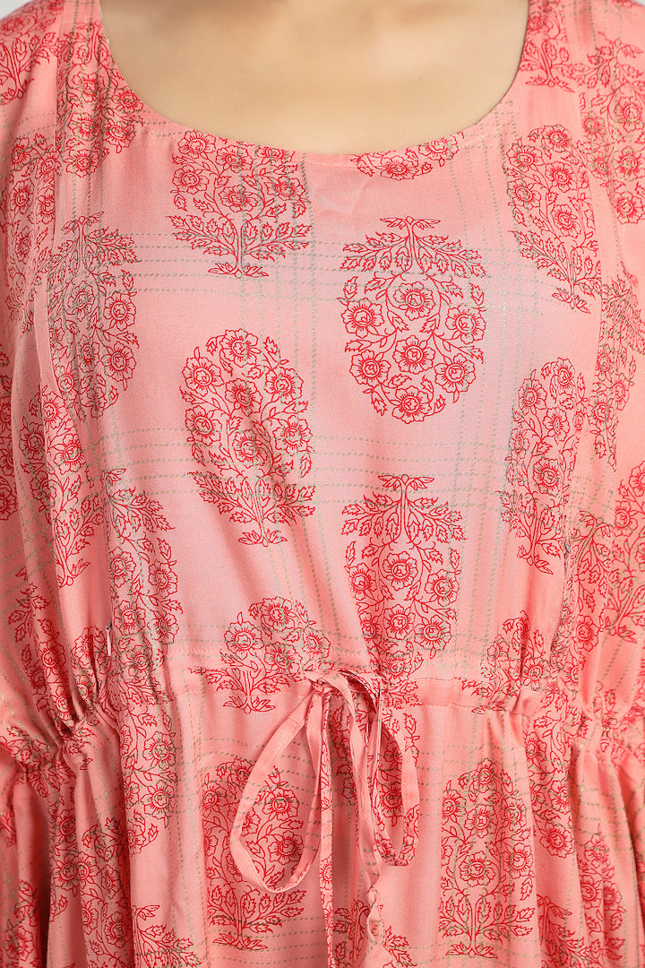 Pink Feeding Freesize Kaftan