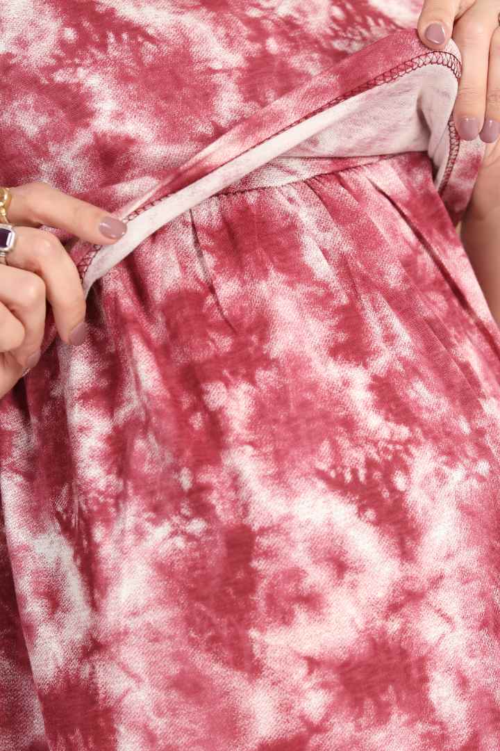 Maroon Tie and Dye Zipless Feeding Nightie
