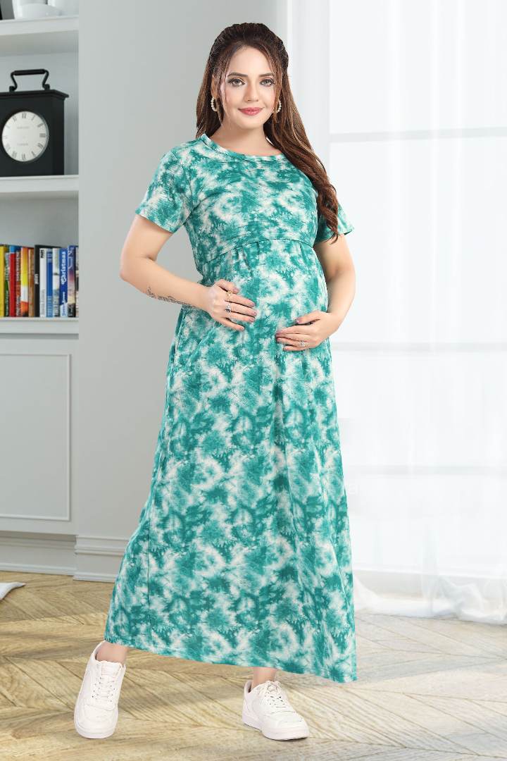 Greenish Blue Tie and Dye Feeding Nightie