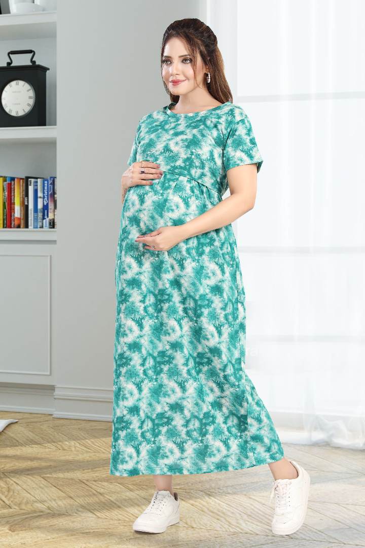 Greenish Blue Tie and Dye Feeding Nightie
