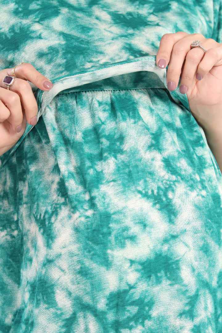 Greenish Blue Tie and Dye Feeding Nightie