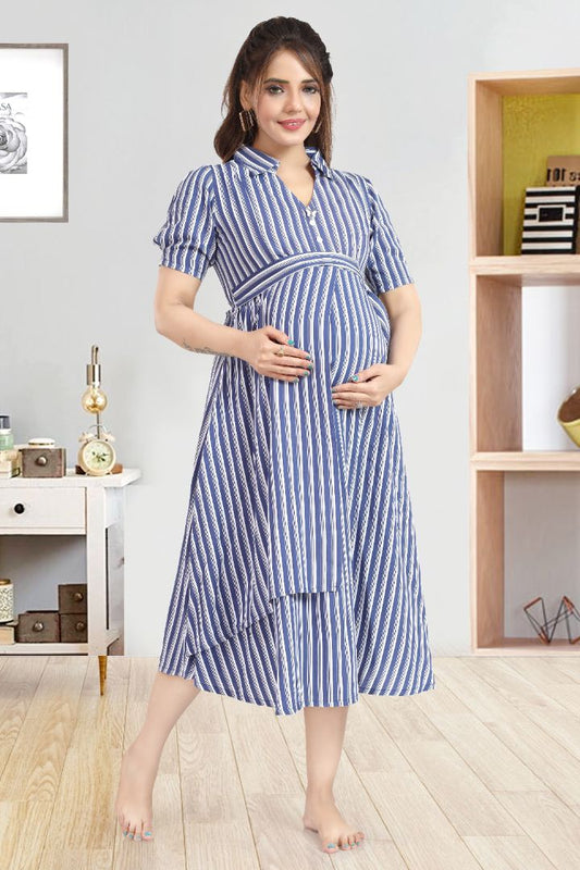 Nautical Blue Striper Feeding Dress