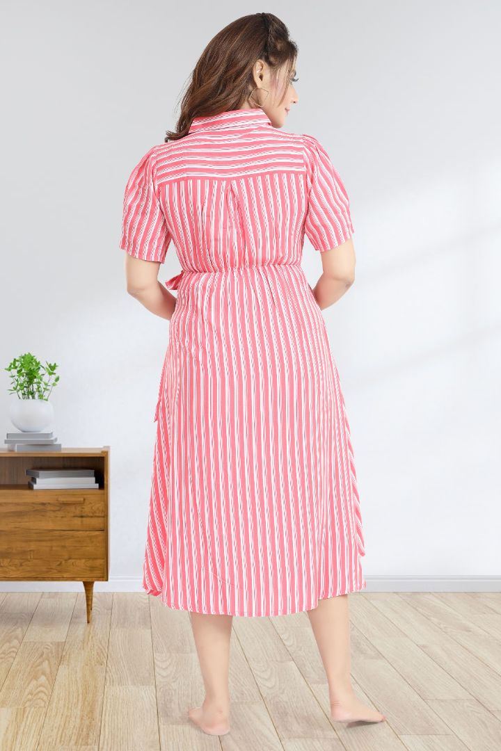 Red Candy Cane Printed Striper Nursing Dress