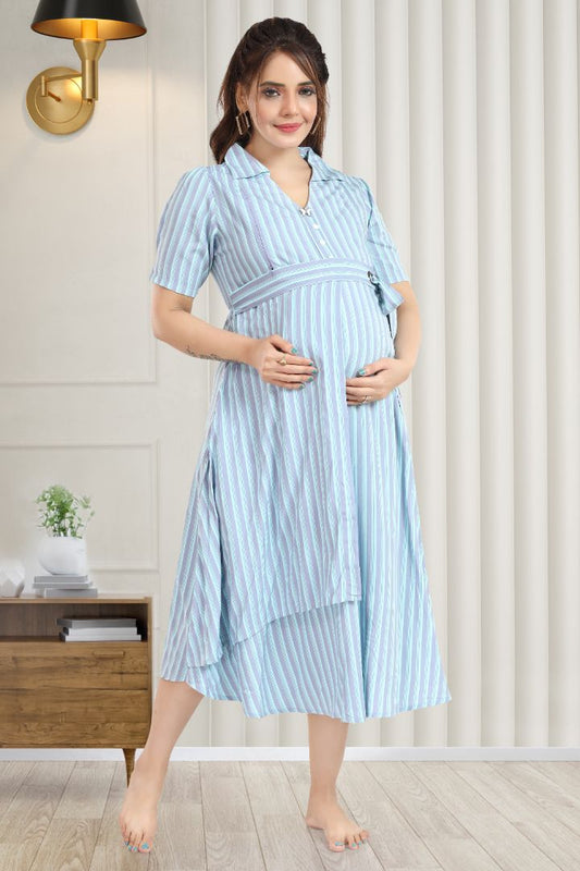 Purple Blue Striper Feeding Dress