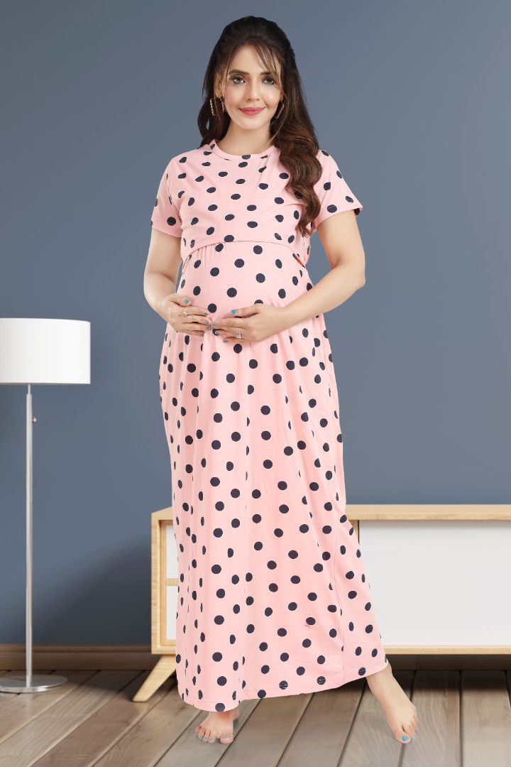 Strawberry Cream Printed Zipless Nightie