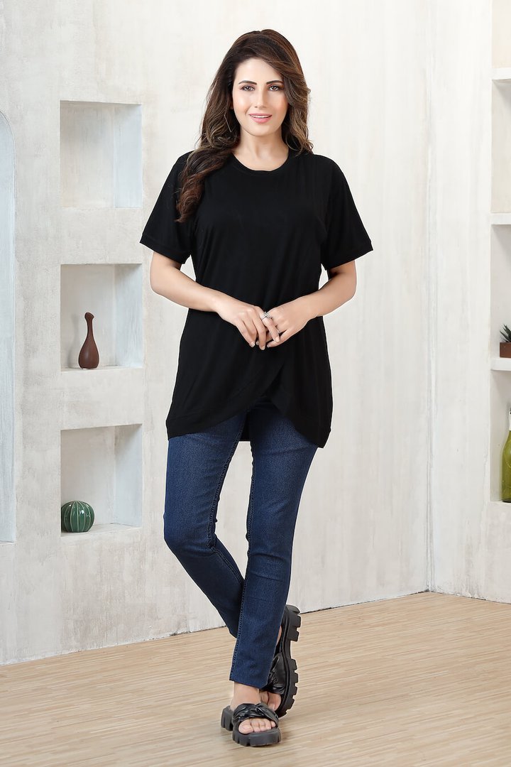 Black Layered Feeding Tulip Top