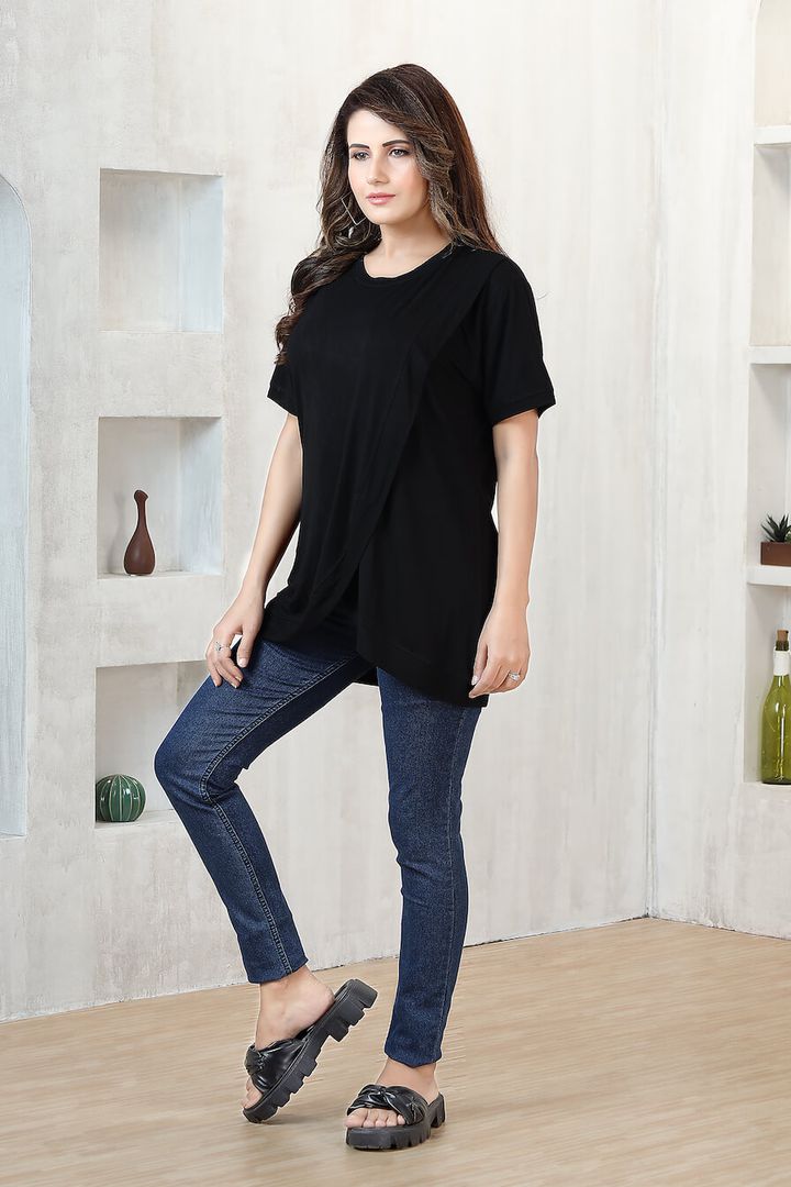 Black Layered Feeding Tulip Top