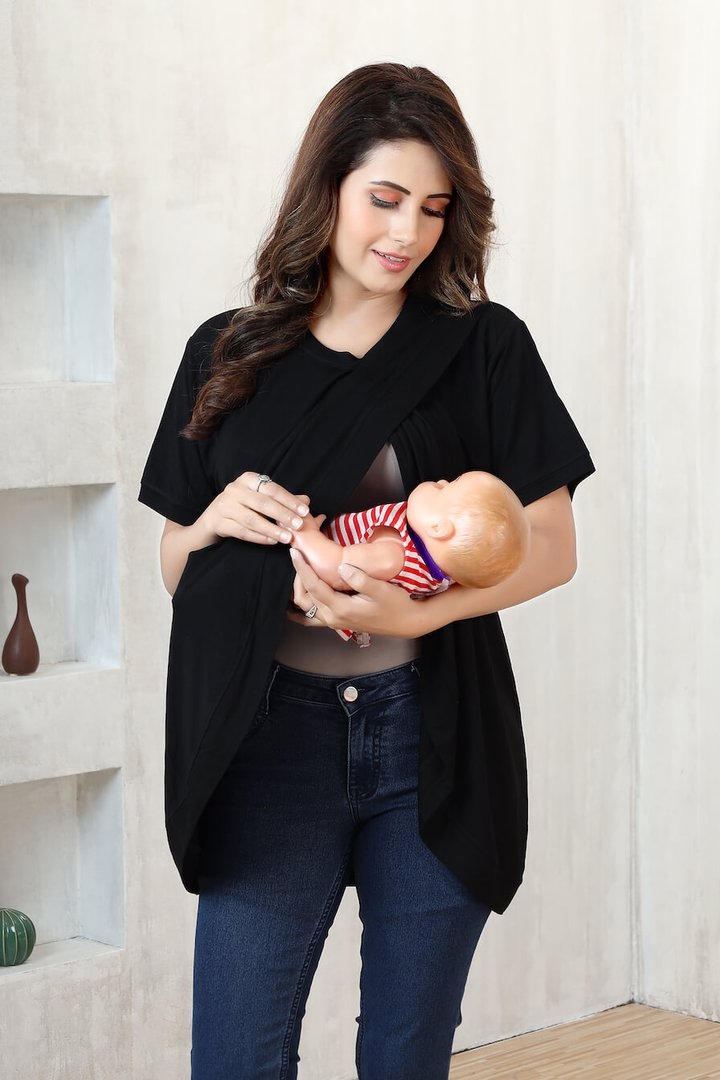 Black Layered Feeding Tulip Top