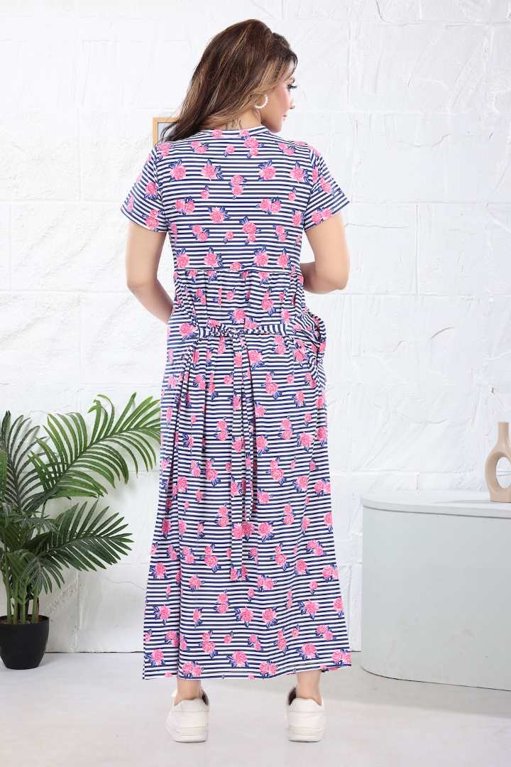 Rose Printed Zipless Feeding Nightie