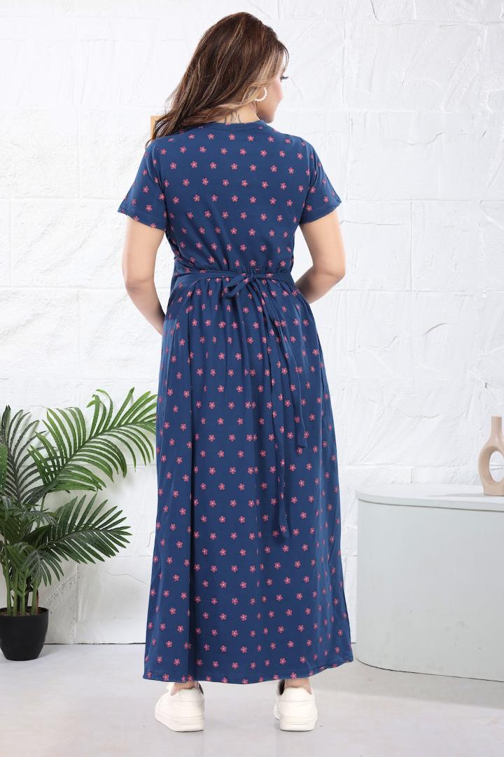 Blue Berry Floral Printed Zipless Nightie