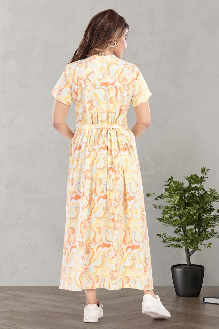 Multi Color Quirky Printed Zipless Feeding Nightie