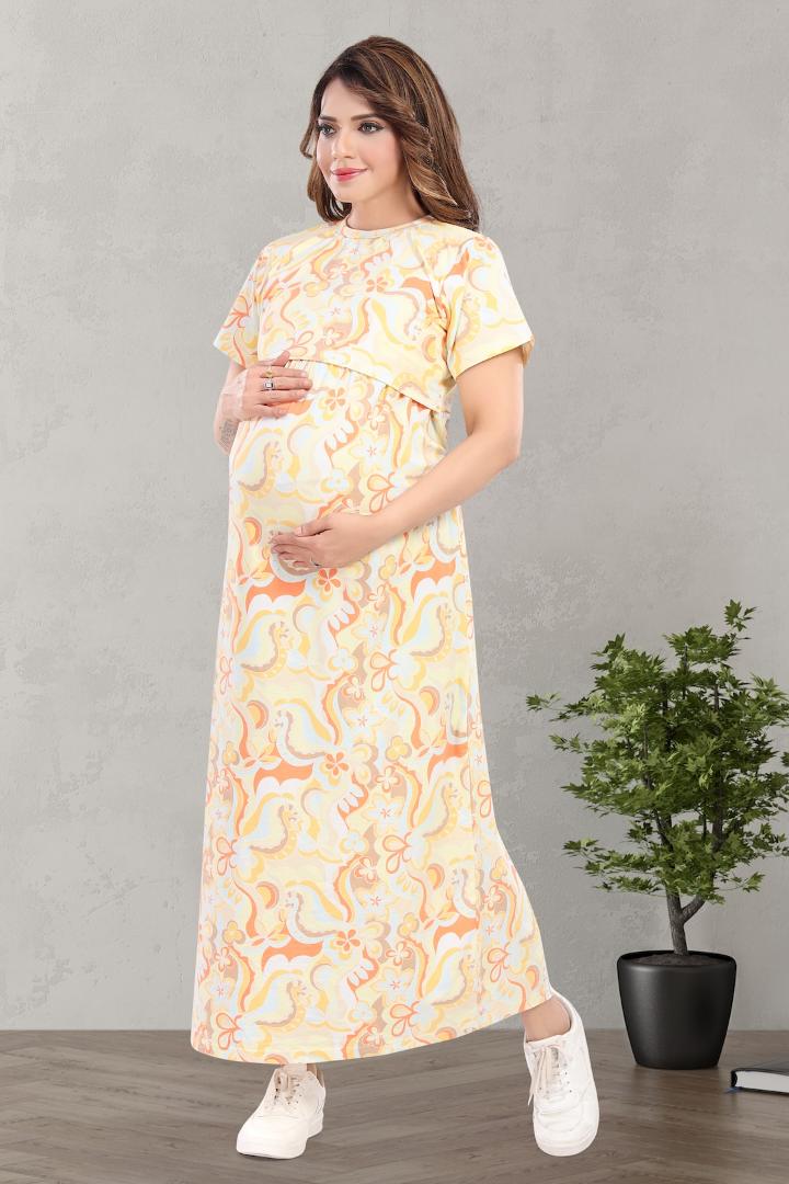 Multi Color Quirky Printed Zipless Feeding Nightie