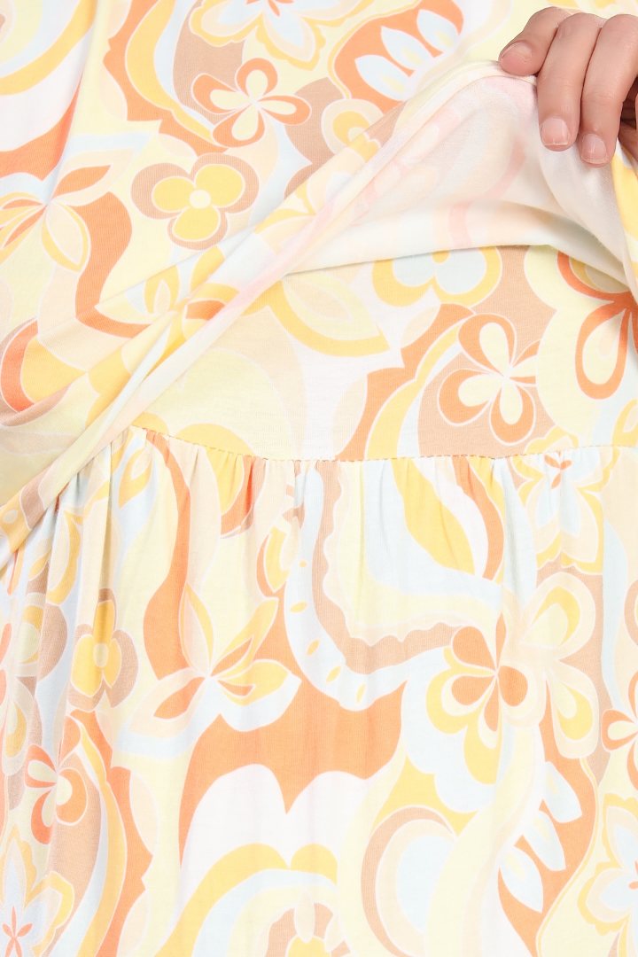 Multi Color Quirky Printed Zipless Feeding Nightie