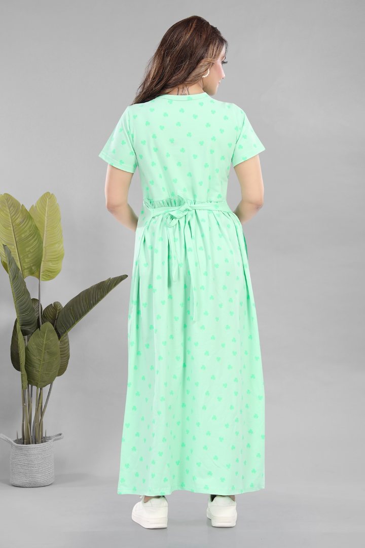 Clover Green Printed Zipless Feeding Nightie