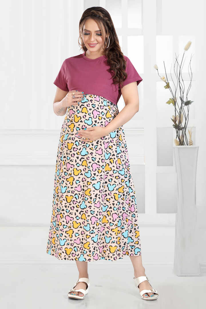 Onion Pink Printed Nursing Nightie