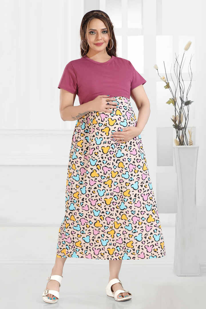 Onion Pink Printed Nursing Nightie
