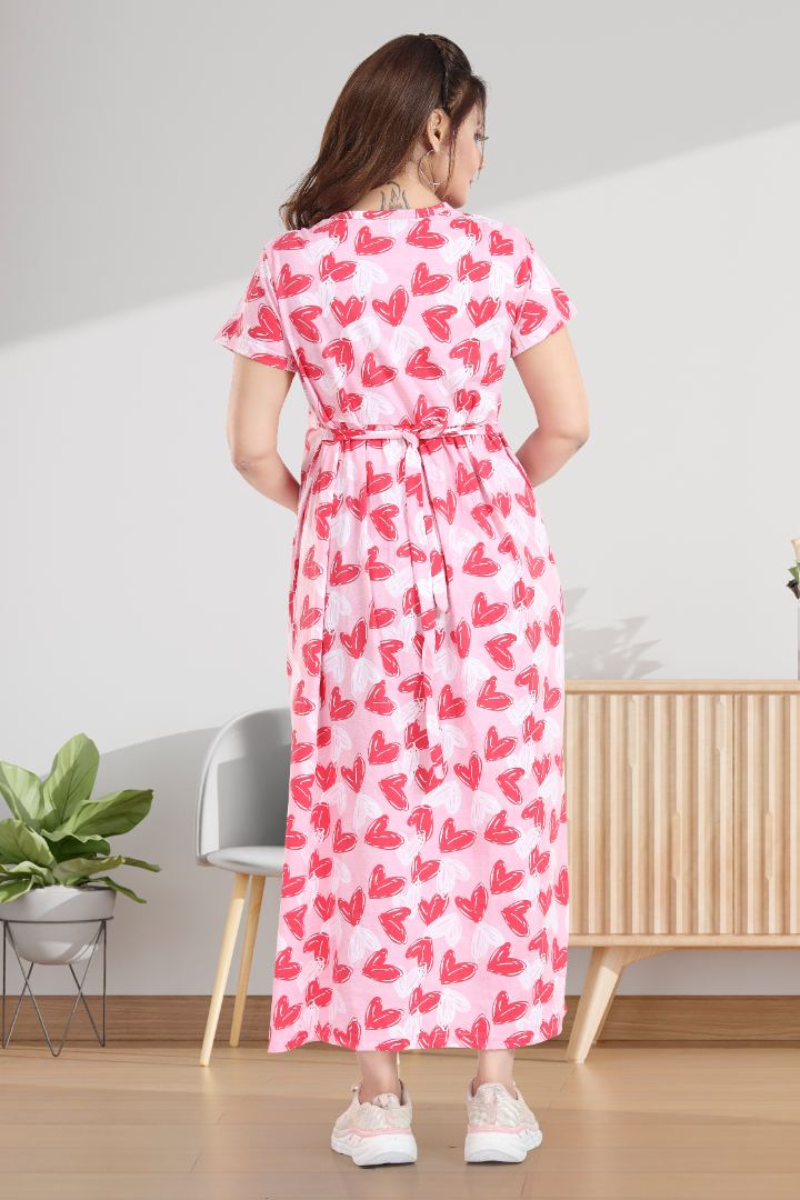 Ballet Pink Printed Feeding Nightie